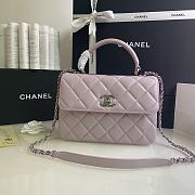 CHANEL FLAP BAG WITH TOP HANDLE A92236# Lambskin & Silver Metal in Pink - 1