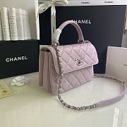 CHANEL FLAP BAG WITH TOP HANDLE A92236# Lambskin & Silver Metal in Pink - 5