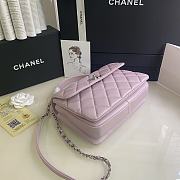 CHANEL FLAP BAG WITH TOP HANDLE A92236# Lambskin & Silver Metal in Pink - 6