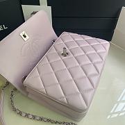 CHANEL FLAP BAG WITH TOP HANDLE A92236# Lambskin & Silver Metal in Pink - 4