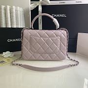 CHANEL FLAP BAG WITH TOP HANDLE A92236# Lambskin & Silver Metal in Pink - 3