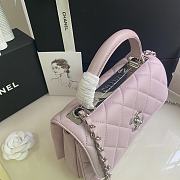 CHANEL FLAP BAG WITH TOP HANDLE A92236# Lambskin & Silver Metal in Pink - 2