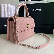 CHANEL FLAP BAG WITH TOP HANDLE A92236# Lambskin & Gold Metal in Pink - 6