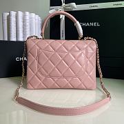 CHANEL FLAP BAG WITH TOP HANDLE A92236# Lambskin & Gold Metal in Pink - 4