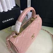 CHANEL FLAP BAG WITH TOP HANDLE A92236# Lambskin & Gold Metal in Pink - 5