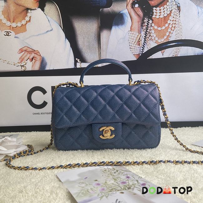Chanel Flap Caviar With Handle AS2431# Shiny Blue - 1