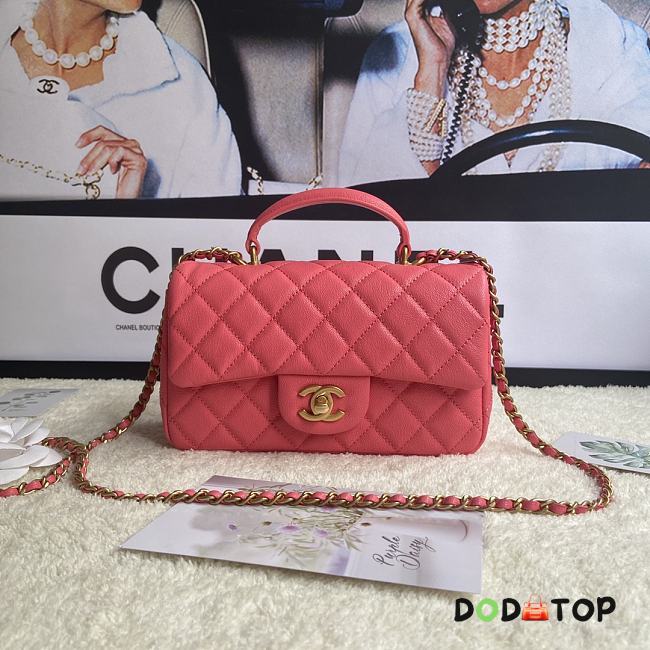 Chanel Flap Caviar With Handle AS2431# Rose  - 1