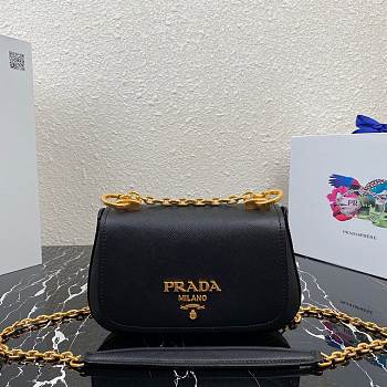 Prada Saffiano Leather Bag with Gold Chain in Black 1BD275