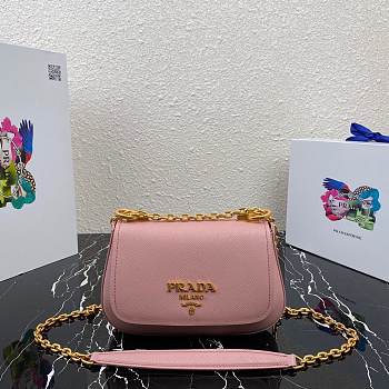 Prada Saffiano Leather Bag with Gold Chain in Pink 1BD275