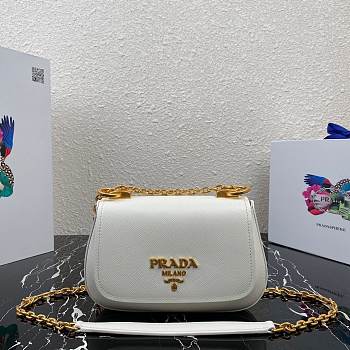 Prada Saffiano Leather Bag with Gold Chain in White 1BD275
