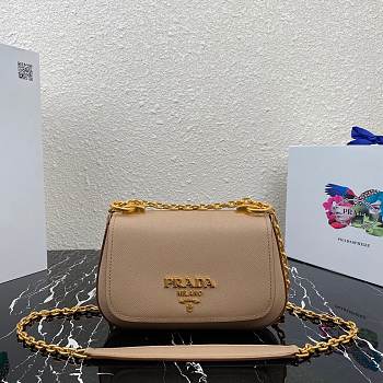 Prada Saffiano Leather Bag with Gold Chain in Beige 1BD275
