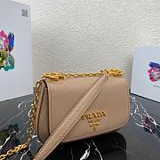 Prada Saffiano Leather Bag with Gold Chain in Beige 1BD275 - 4