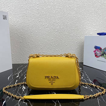 Prada Saffiano Leather Bag with Gold Chain in Yellow 1BD275