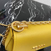 Prada Saffiano Leather Bag with Gold Chain in Yellow 1BD275 - 4
