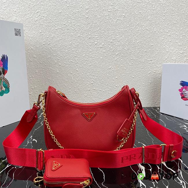 Prada Re-Edition 2005 Saffiano Leather 1BH204 Nylon Hobo Red - 1