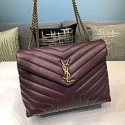 YSL LouLou Bag Style 459749# Burgundy With Gold hardware - 1