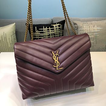 YSL LouLou Bag Style 459749# Burgundy With Gold hardware