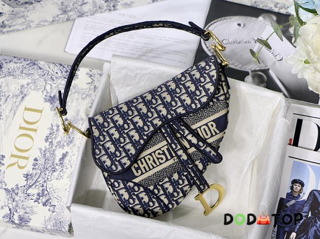 Dior Saddle Oblique Blue bag 001 - 1