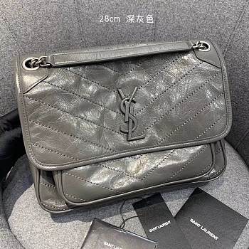 YSL Medium Niki Calfskin Leather SAINT LAURENT Dark Gray Shoulder Bag