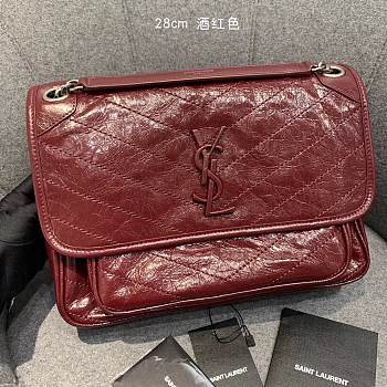YSL Medium Niki Calfskin Leather SAINT LAURENT Burgundy Shoulder Bag