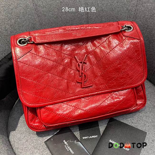 YSL Medium Niki Calfskin Leather SAINT LAURENT Red Shoulder Bag - 1