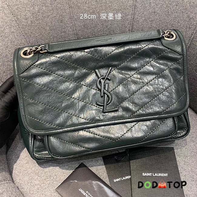YSL Medium Niki Calfskin Leather SAINT LAURENT Dark Green Shoulder Bag - 1