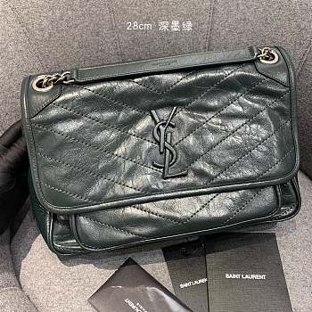 YSL Medium Niki Calfskin Leather SAINT LAURENT Dark Green Shoulder Bag