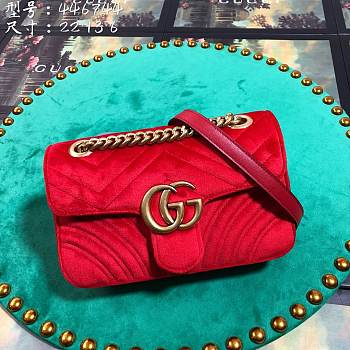 Gucci GG Marmont Style 446744 Red Velvet