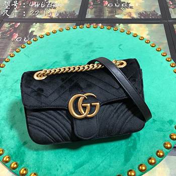 Gucci GG Marmont Style 446744 Black Velvet