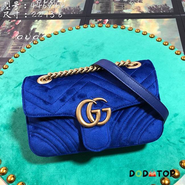 Gucci GG Marmont Style 446744 Dark Blue Velvet - 1