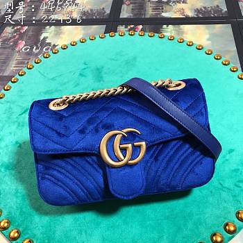 Gucci GG Marmont Style 446744 Dark Blue Velvet
