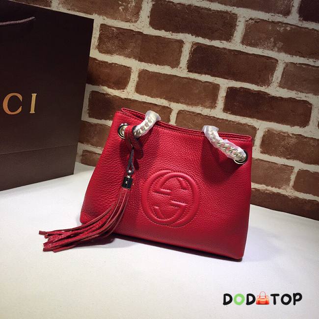 GUCCI SOHO CHAIN TASSEL SMALL SHOULDER BAG RED 387043 SIZE 25 CM - 1