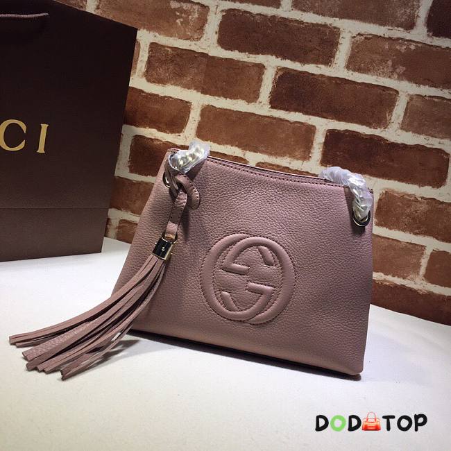 GUCCI SOHO CHAIN TASSEL SMALL SHOULDER BAG DUSTY PINK 387043 SIZE 25 CM - 1