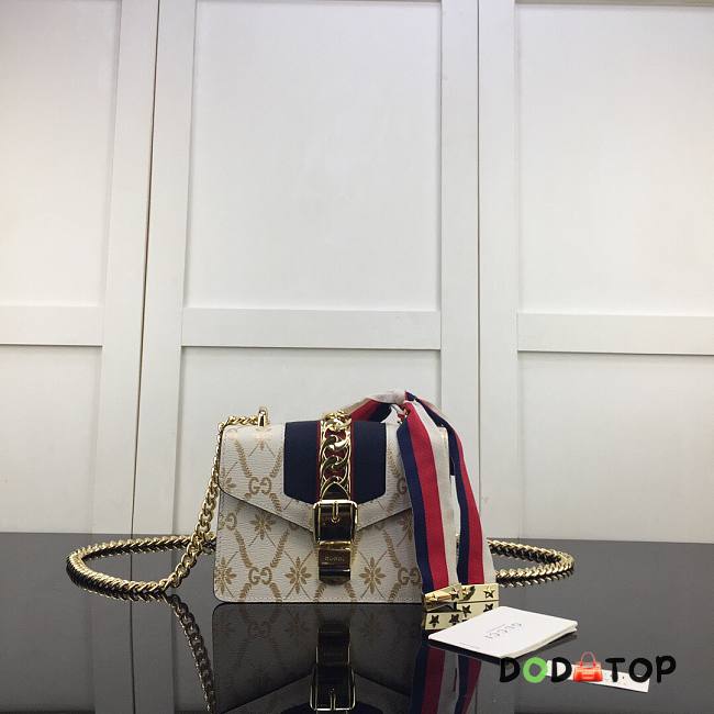 GUCCI SYLVIE MINI CHAIN BAG WHITE 431666 SIZE 19 CM - 1