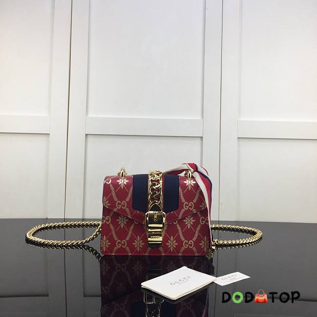 GUCCI SYLVIE MINI CHAIN BAG RED 431666 SIZE 19 CM - 1