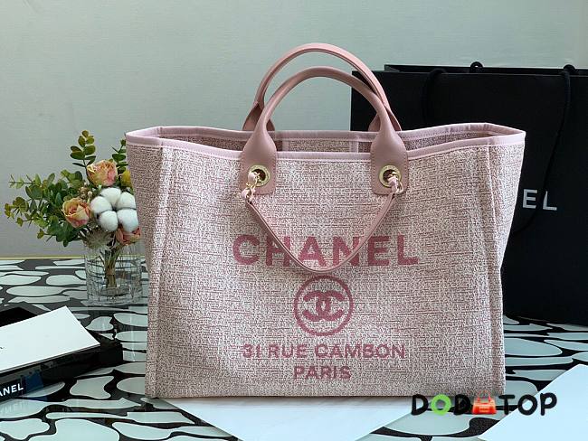 CHANEL DEAUVILLE TOTE BAG PINK 38 CM - 1