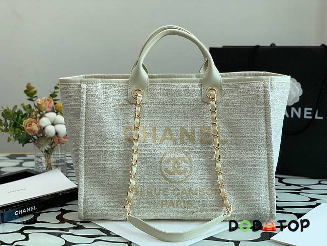 CHANEL DEAUVILLE TOTE BAG WHITE 38 CM - 1