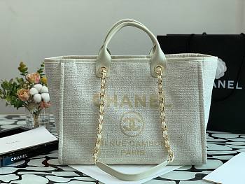 CHANEL DEAUVILLE TOTE BAG WHITE 38 CM