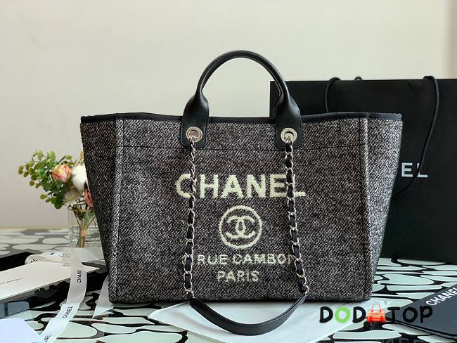 CHANEL DEAUVILLE TOTE BAG BLACK 38 CM - 1