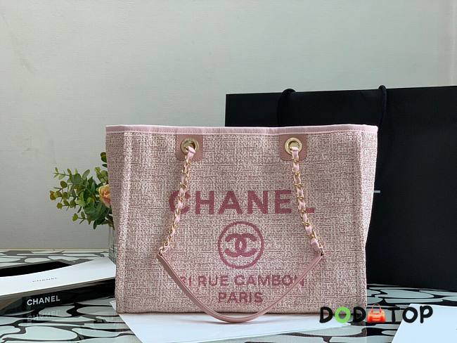 CHANEL DEAUVILLE TOTE BAG PINK 34 CM - 1