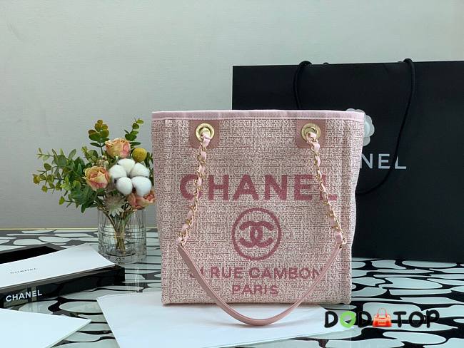 CHANEL DEAUVILLE TOTE BAG PINK 28 CM - 1