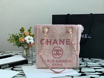 CHANEL DEAUVILLE TOTE BAG PINK 28 CM