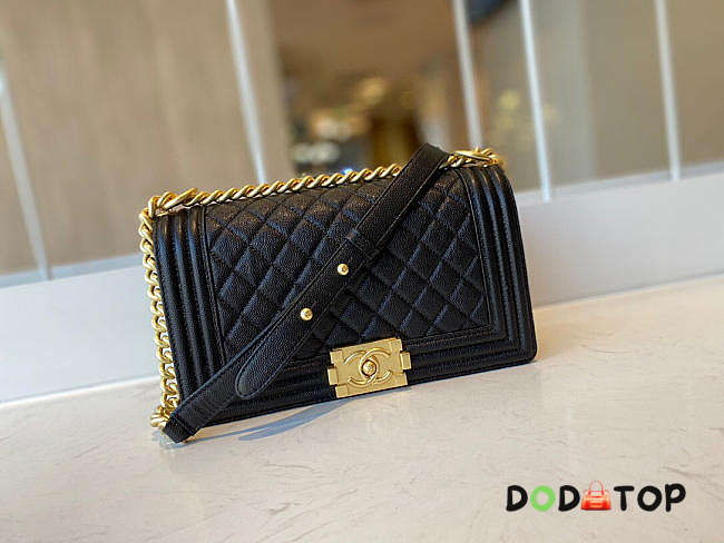 CHANEL BOY BAG WITH TOP HANDLE BLACK A67086 SIZE 25 CM - 1