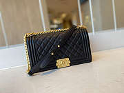 CHANEL BOY BAG WITH TOP HANDLE BLACK A67086 SIZE 25 CM - 1