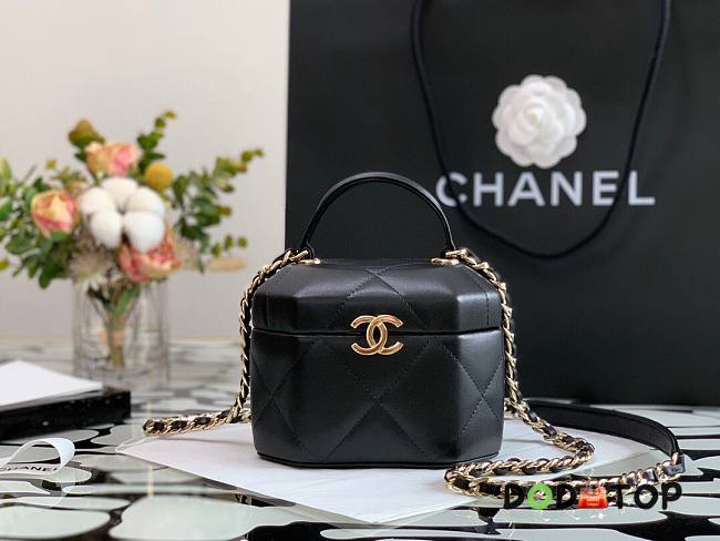 CHANEL SMALL VANITY CASE BLACK AS2630 SIZE 15 CM - 1