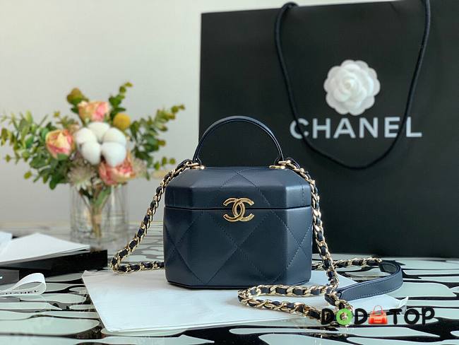 CHANEL SMALL VANITY CASE DARK BLUE AS2630 SIZE 15 CM - 1