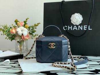 CHANEL SMALL VANITY CASE DARK BLUE AS2630 SIZE 15 CM