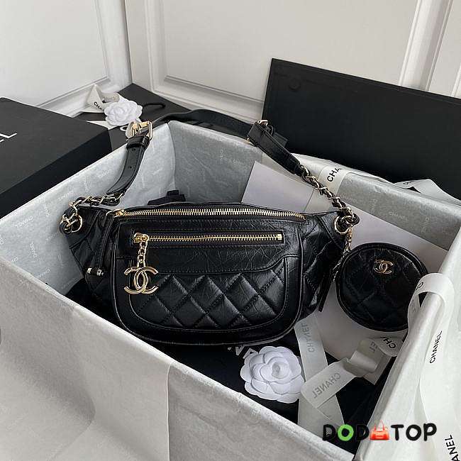 CHANEL WAIST BAG & COIN PURSES BLACK AS1077 SIZE 34 CM - 1