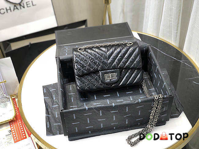 CHANEL MINI 2.55 TASCHE BLACK & SILVER-METAL AS0874 20 CM - 1