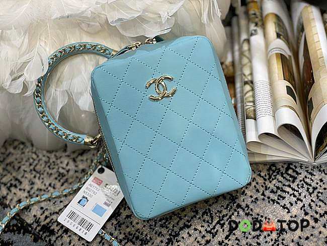 CHANEL VERTICAL CAMERA BAG SKY BLUE AS1753 SIZE 17.5 CM - 1